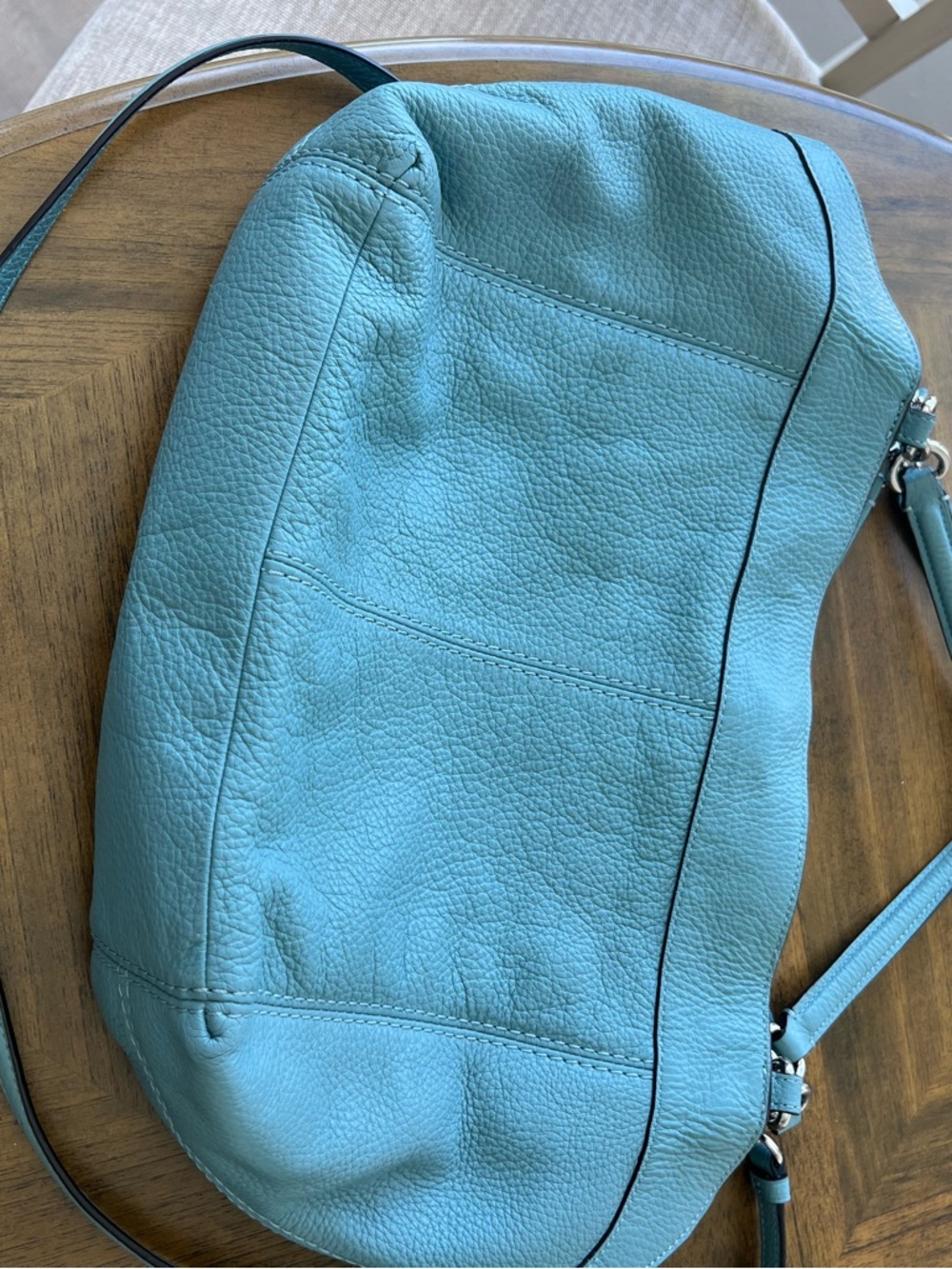 Coach Pebble Leather Shoulder Bag Blue with Shoulder and Crossbody straps - Picture 9 of 12
